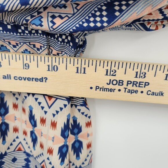 H&M Women Blue Multicolor Aztec Print Crew Neck Casual Mini Dress Size 2 - Picture 7 of 10